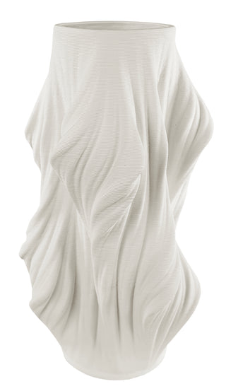 Ceramic Printed Draped Vase White