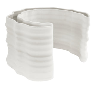 Ceramic Printed Half-Moon Vase Mat White