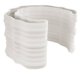 Ceramic Printed Half-Moon Vase Mat White