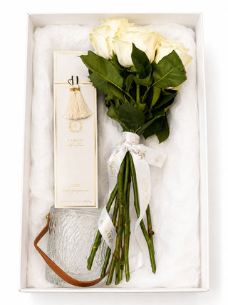 Lady Events Signature Box - 9 Trandafiri Albi , Vaza Inclusa