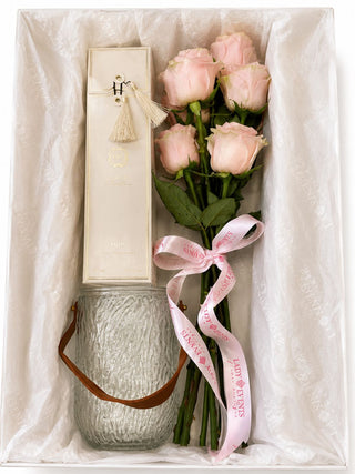 Lady Events Signature Box - 9 Trandafiri Roz Deschis Premium, Vaza Inclusa