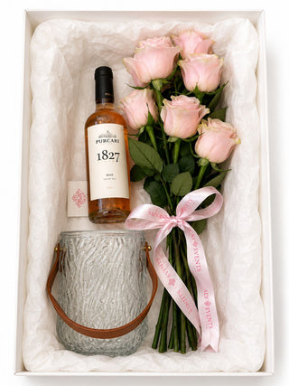Lady Events Signature Box - 9 Trandafiri Roz Deschis Premium, Vaza Inclusa
